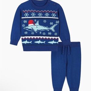 Andy & Evan Baby Boy Christmas Santa Shark Jacquard Sweater Set